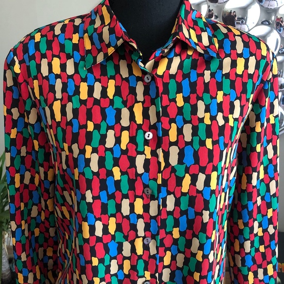 Vintage Multicolor Print Button Down Medium - Picture 5 of 8
